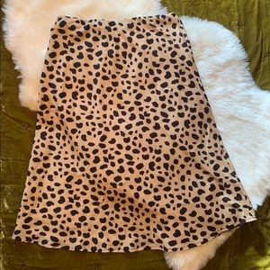 Leopard print silk midi skirt